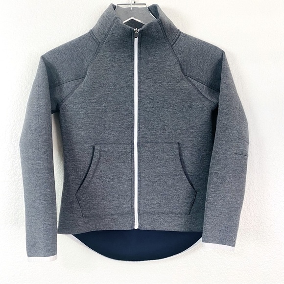 Zella Grey Full Zip Up Thumb Hole Scuba Jacket Size S - Picture 1 of 7